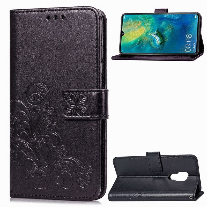 Etui Folio Huawei Mate 20 Szary Czarny Kapelusz Księcia W Kwiatowy Wzór Etui Ochronne