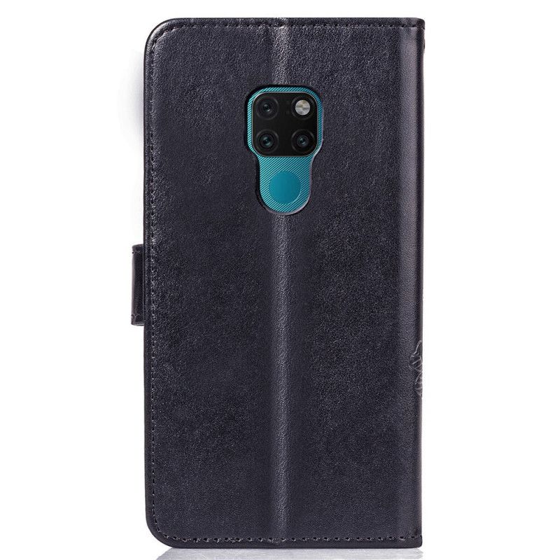 Etui Folio Huawei Mate 20 Szary Czarny Kapelusz Księcia W Kwiatowy Wzór Etui Ochronne