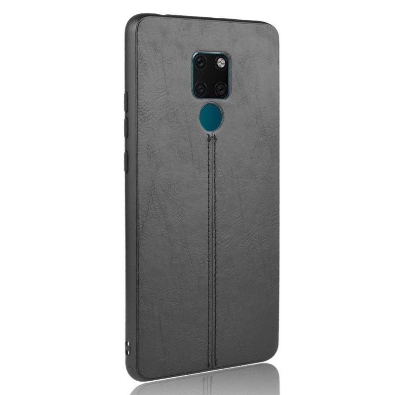 Etui Huawei Mate 20 Czerwony Czarny Efekt Szytej Skóry