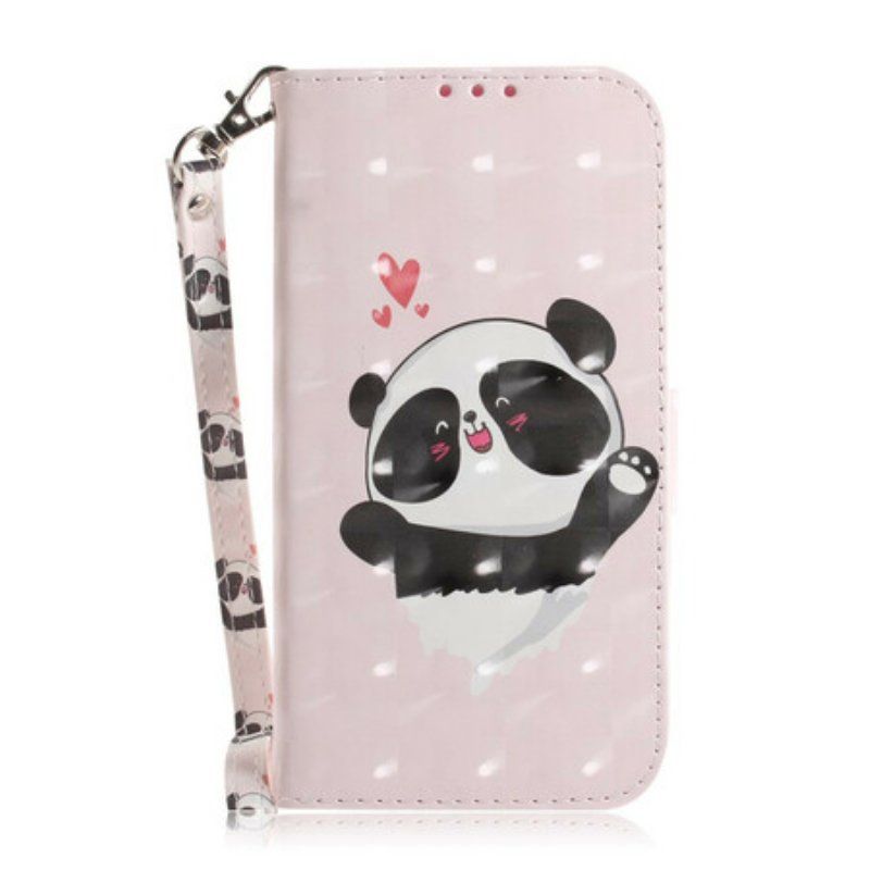 Skórzany Futerał do Poco X3 / X3 Pro / X3 NFC z Łańcuch Panda Love Ze Smyczą