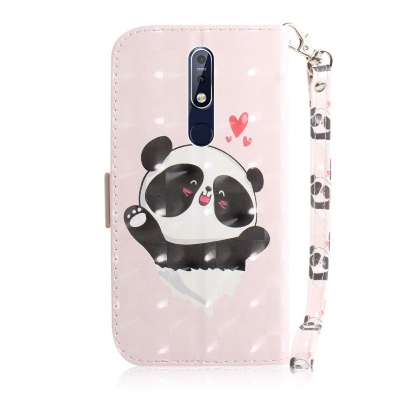 Etui Folio Nokia 7.1 Panda Love Ze Stringami Etui Ochronne