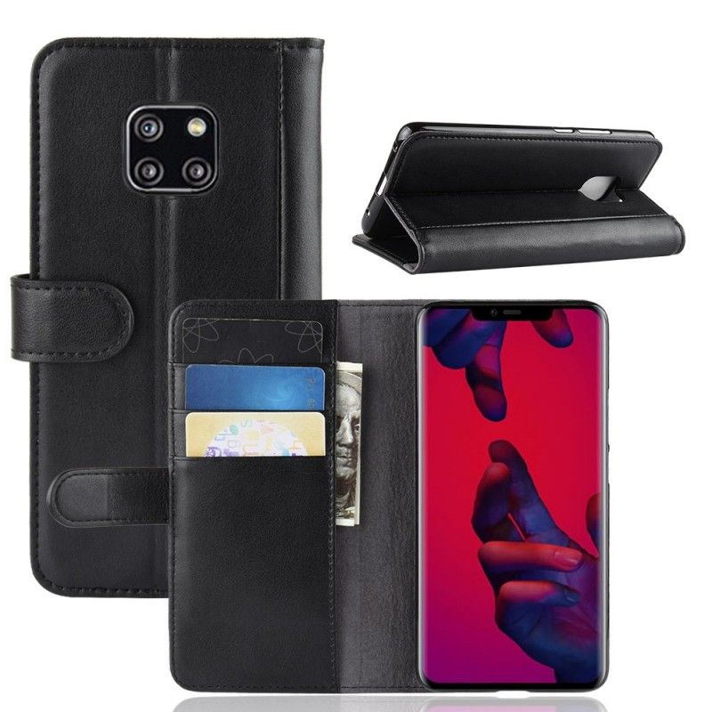 Etui Folio Huawei Mate 20 Pro Brązowy Czarny Dwoina Skóry