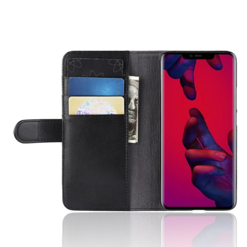 Etui Folio Huawei Mate 20 Pro Brązowy Czarny Dwoina Skóry