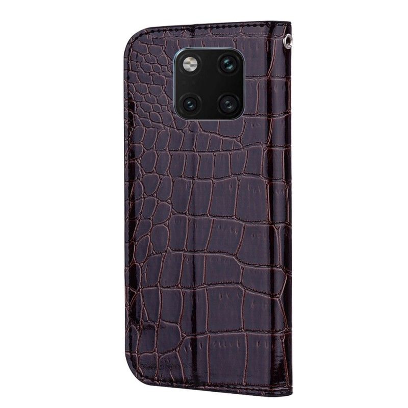 Flip Kotelot Huawei Mate 20 Pro Czerwony Czarny Etui na Telefon Efekt Skóry Krokodyla I Cekiny