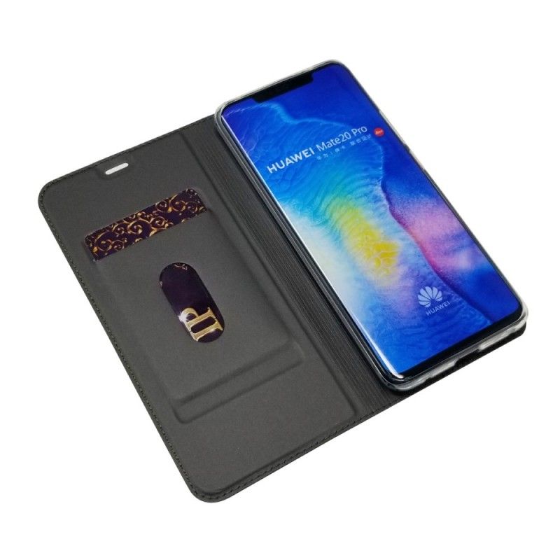 Flip Kotelot Huawei Mate 20 Pro Granatowy Czarny Etui Na Karty Z Efektem Skóry