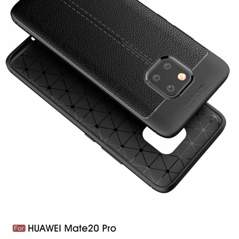 Futerały Huawei Mate 20 Pro Szary Czarny Efekt Skóry Z Podwójną Linią Liczi