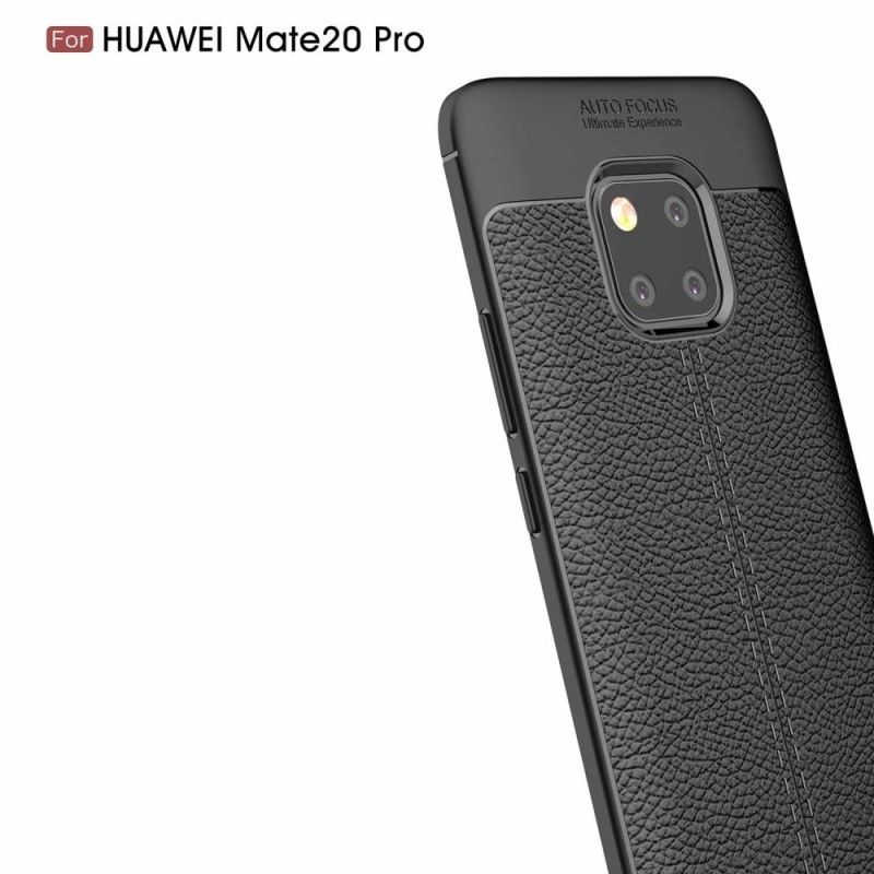 Futerały Huawei Mate 20 Pro Szary Czarny Efekt Skóry Z Podwójną Linią Liczi