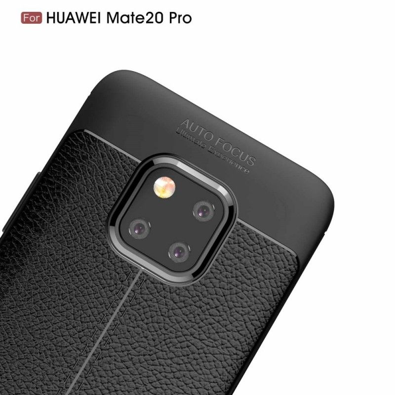 Futerały Huawei Mate 20 Pro Szary Czarny Efekt Skóry Z Podwójną Linią Liczi