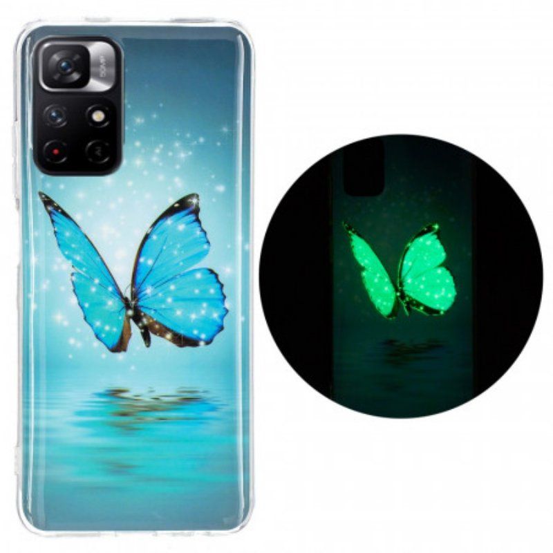 Etui do Xiaomi Redmi Note 11 Pro Plus 5G Fluorescencyjny Niebieski Motyl