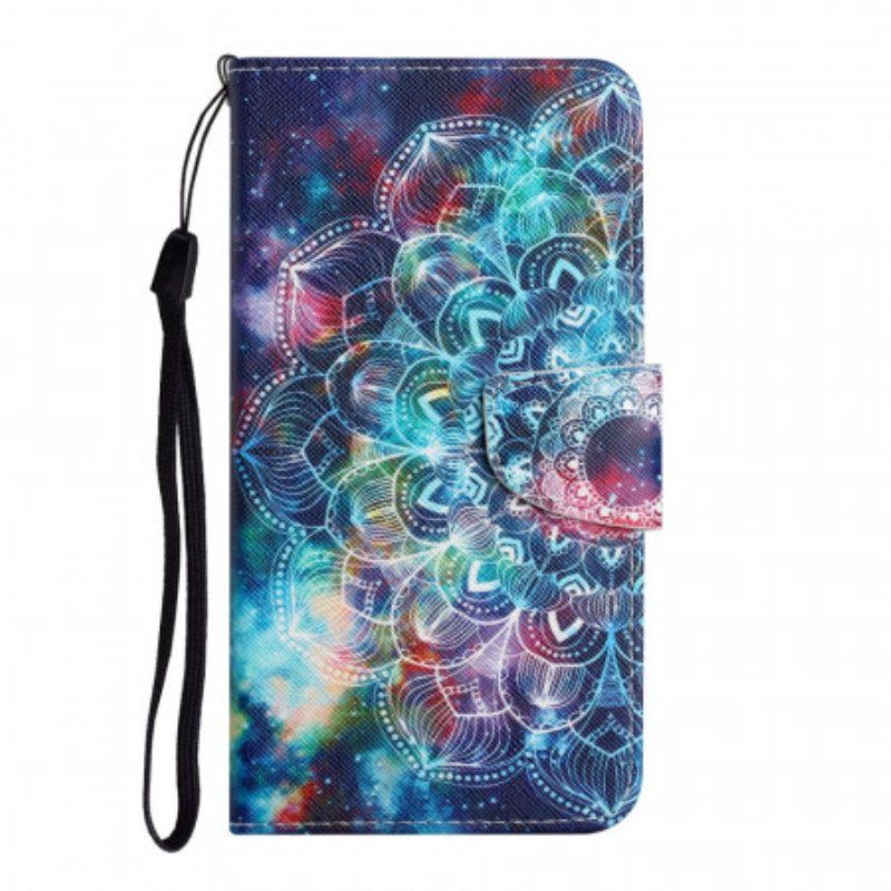 Etui Folio do Xiaomi Redmi Note 11 Pro Plus 5G z Łańcuch Błyskotliwa Mandala Z Paskami