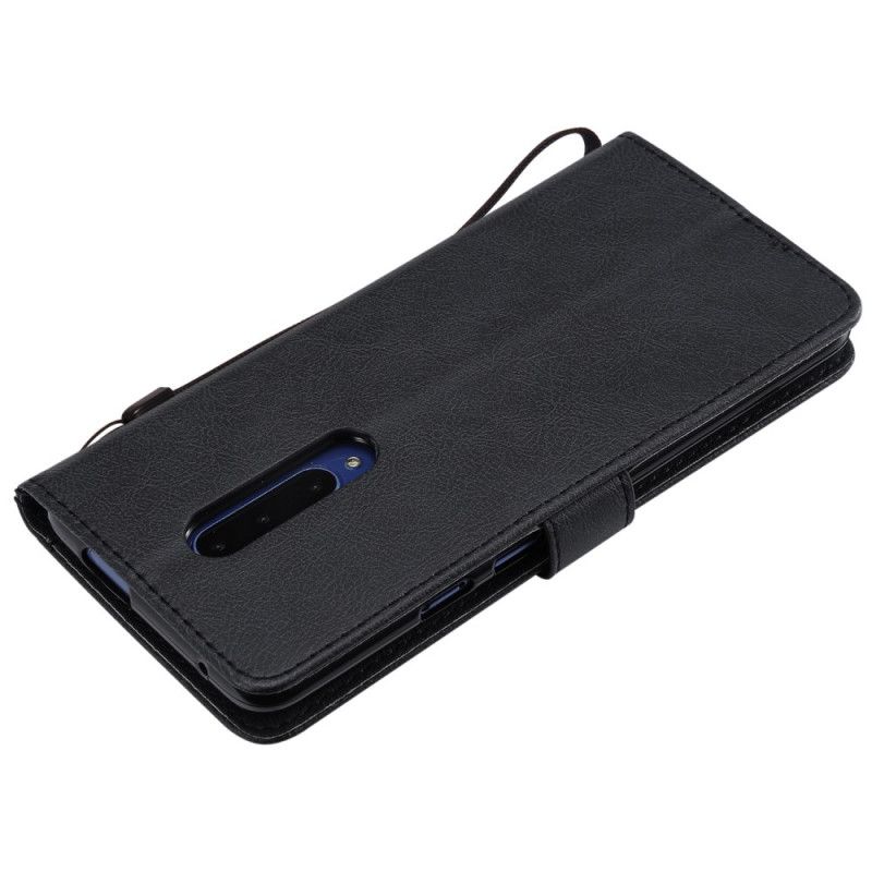 Etui Folio OnePlus 7 Pro Czerwony Czarny Efekt Skóry Z Paskiem Etui Ochronne