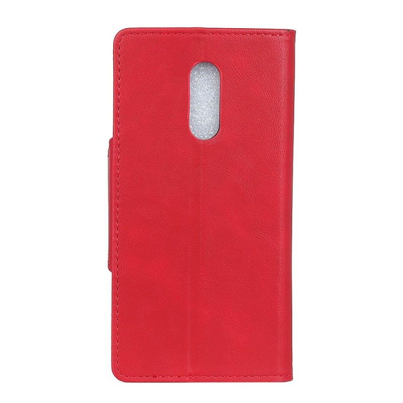 Etui Folio OnePlus 7 Pro Czerwony Czarny Imitacja Skóry Guzików Etui Ochronne