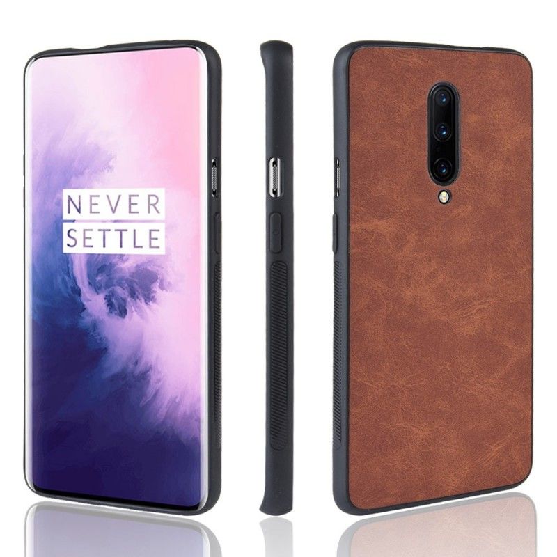 Etui OnePlus 7 Pro Brązowy Czarny Efekt Skóry W Stylu Vintage Etui Ochronne