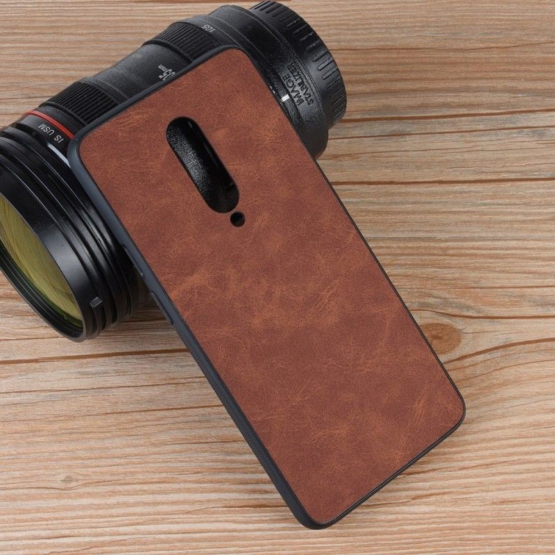 Etui OnePlus 7 Pro Brązowy Czarny Efekt Skóry W Stylu Vintage Etui Ochronne