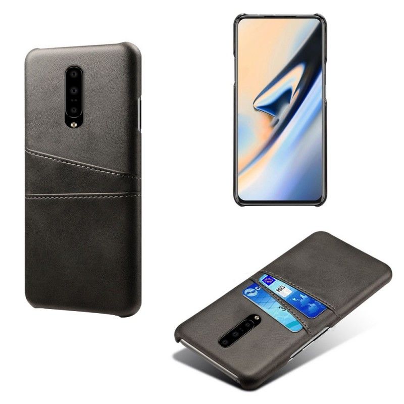 Etui OnePlus 7 Pro Czerwony Czarny Etui Na Karty Z Efektem Skóry