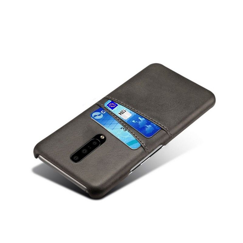 Etui OnePlus 7 Pro Czerwony Czarny Etui Na Karty Z Efektem Skóry