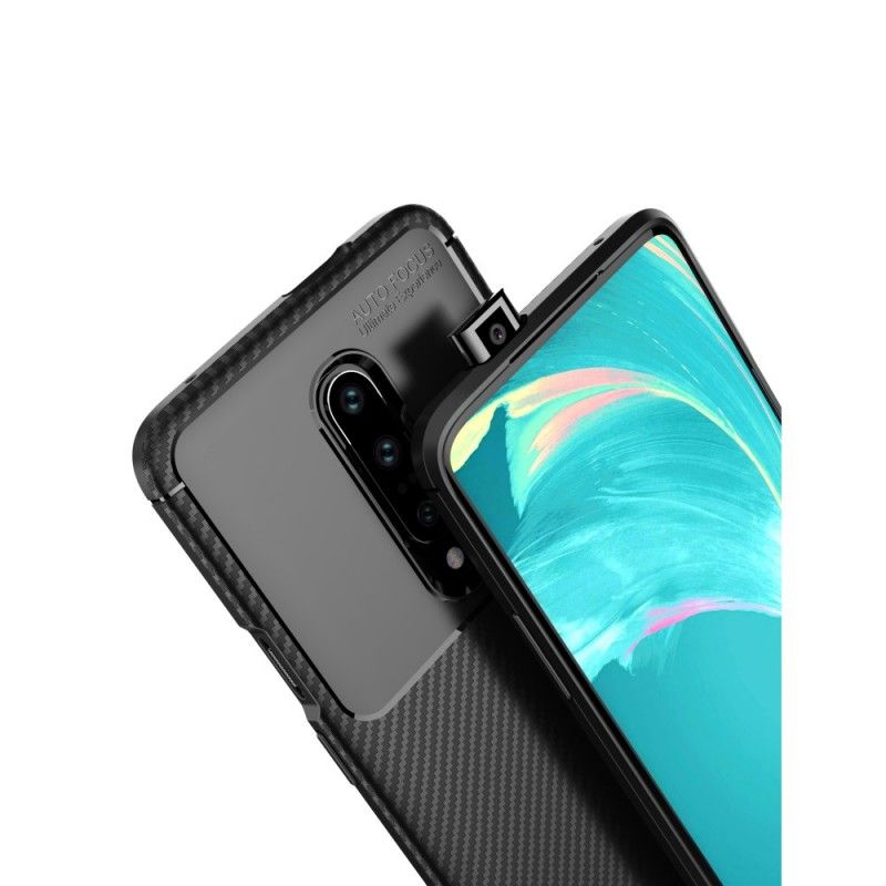 Etui OnePlus 7 Pro Granatowy Czarny Elastyczna Tekstura Włókna Węglowego