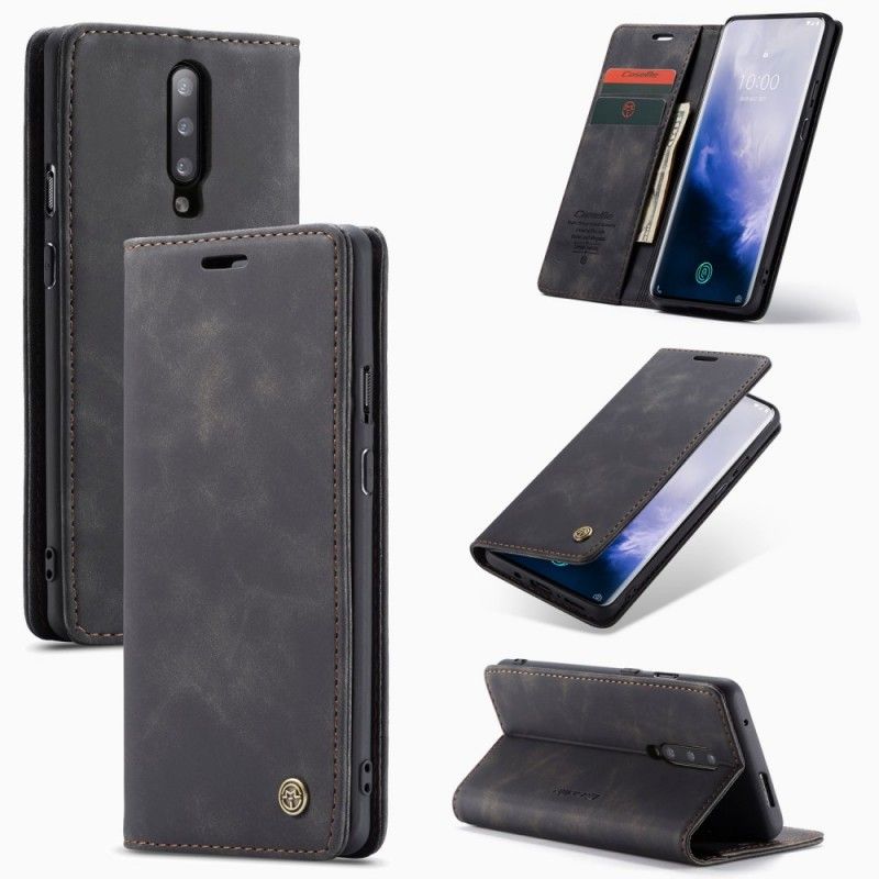 Flip Kotelot OnePlus 7 Pro Brązowy Czarny Etui na Telefon Etui Z Imitacji Skóry