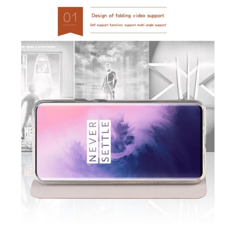 Flip Kotelot OnePlus 7 Pro Magenta Czarny Mofi