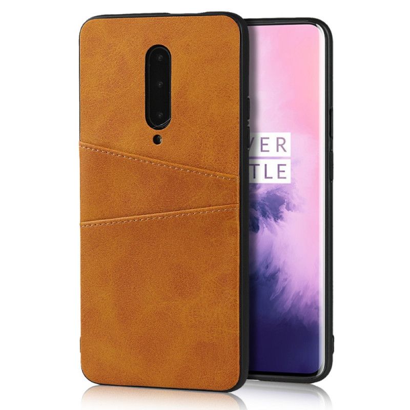 Futerały OnePlus 7 Pro Brązowy Czerwony Etui na Telefon Podwójne Etui Na Karty O Fakturze Skóry