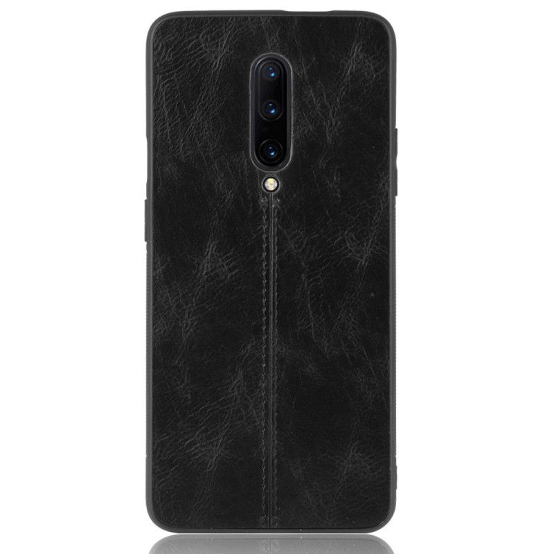 Futerały OnePlus 7 Pro Czerwony Czarny Efekt Szytej Skóry