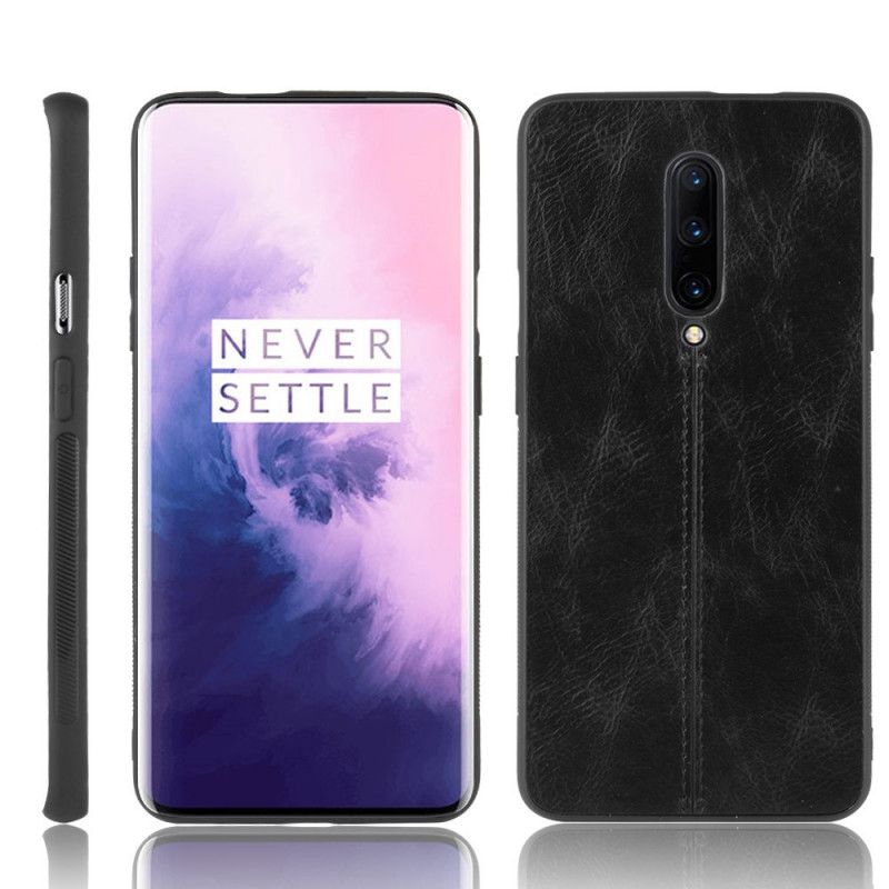 Futerały OnePlus 7 Pro Czerwony Czarny Efekt Szytej Skóry