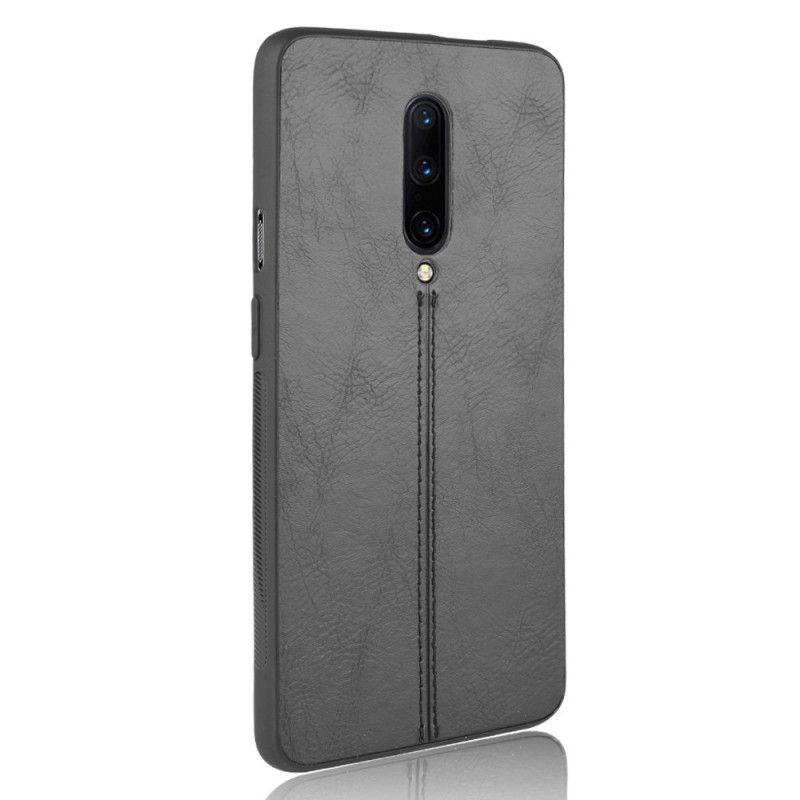 Futerały OnePlus 7 Pro Czerwony Czarny Efekt Szytej Skóry