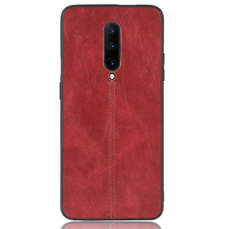 Futerały OnePlus 7 Pro Czerwony Czarny Efekt Szytej Skóry