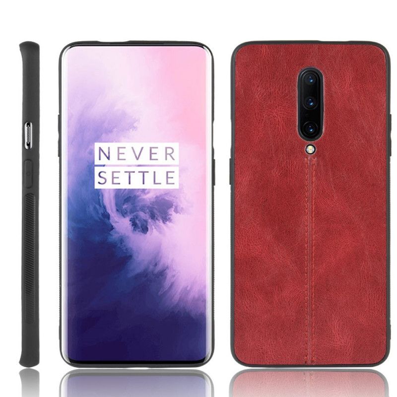 Futerały OnePlus 7 Pro Czerwony Czarny Efekt Szytej Skóry