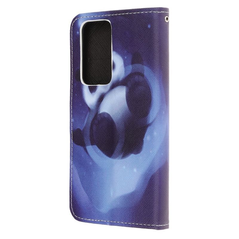 Skórzany Futerał Honor 10X Lite Etui na Telefon Przestrzeń Panda Ze Stringami