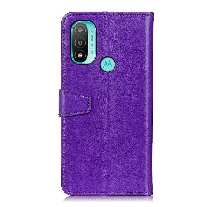 Etui Folio Do Moto E20 / E30 / E40 Prosty Efekt Błyszczącej Skóry