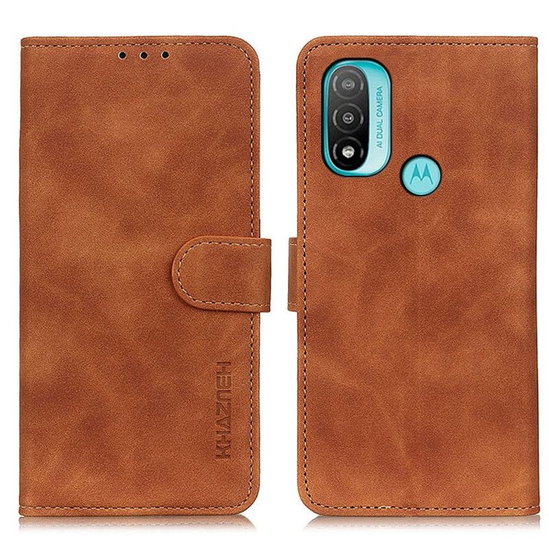 Etui Folio Moto E20 / E30 / E40 Efekt Skóry Vintage Khazneh