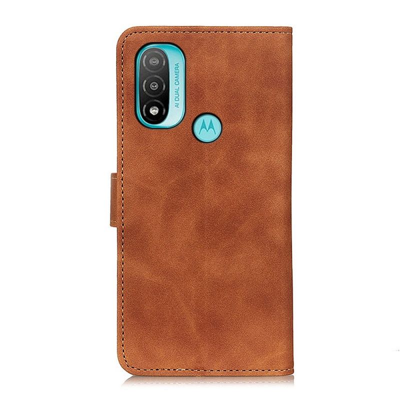 Etui Folio Moto E20 / E30 / E40 Efekt Skóry Vintage Khazneh