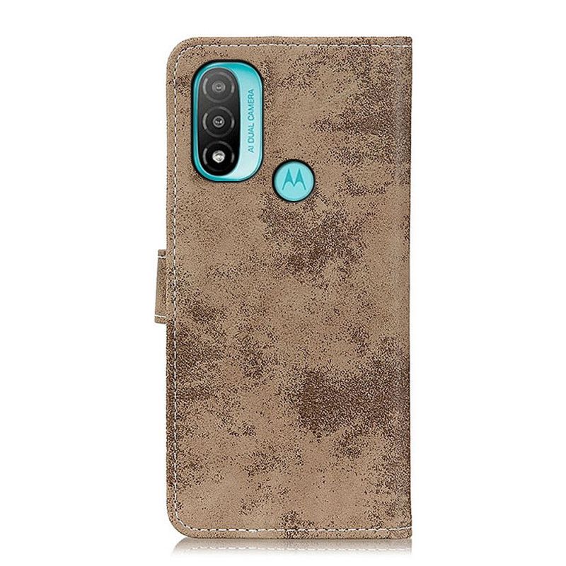 Etui Folio Moto E20 / E30 / E40 Efekt Vintage Skóry