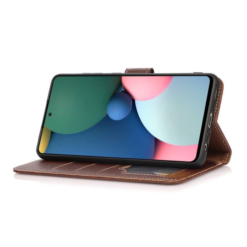 Etui Folio Moto E20 / E30 / E40 Litchi Odsłonięte Szwy Etui Ochronne