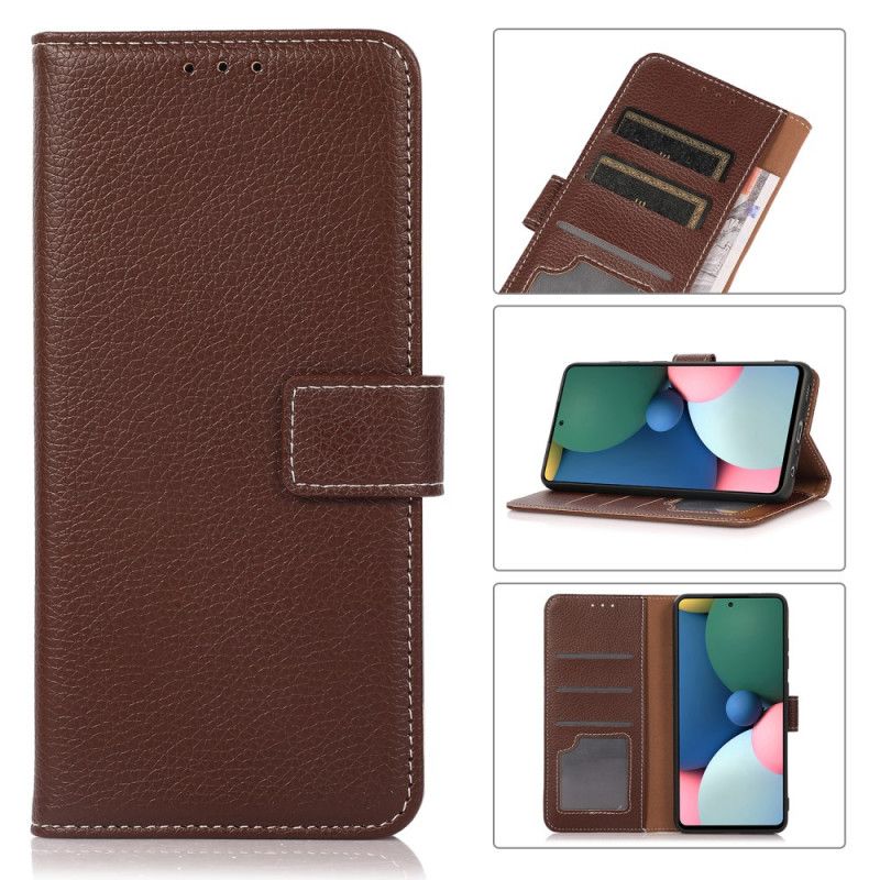 Etui Folio Moto E20 / E30 / E40 Litchi Odsłonięte Szwy Etui Ochronne