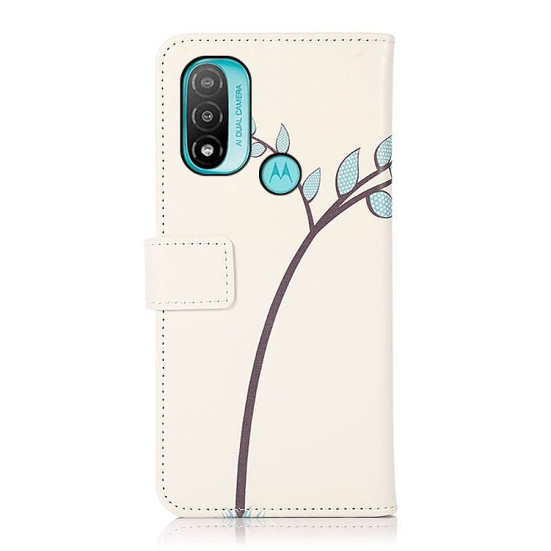 Etui Folio Moto E20 / E30 / E40 Para Sów Na Drzewie Etui Ochronne