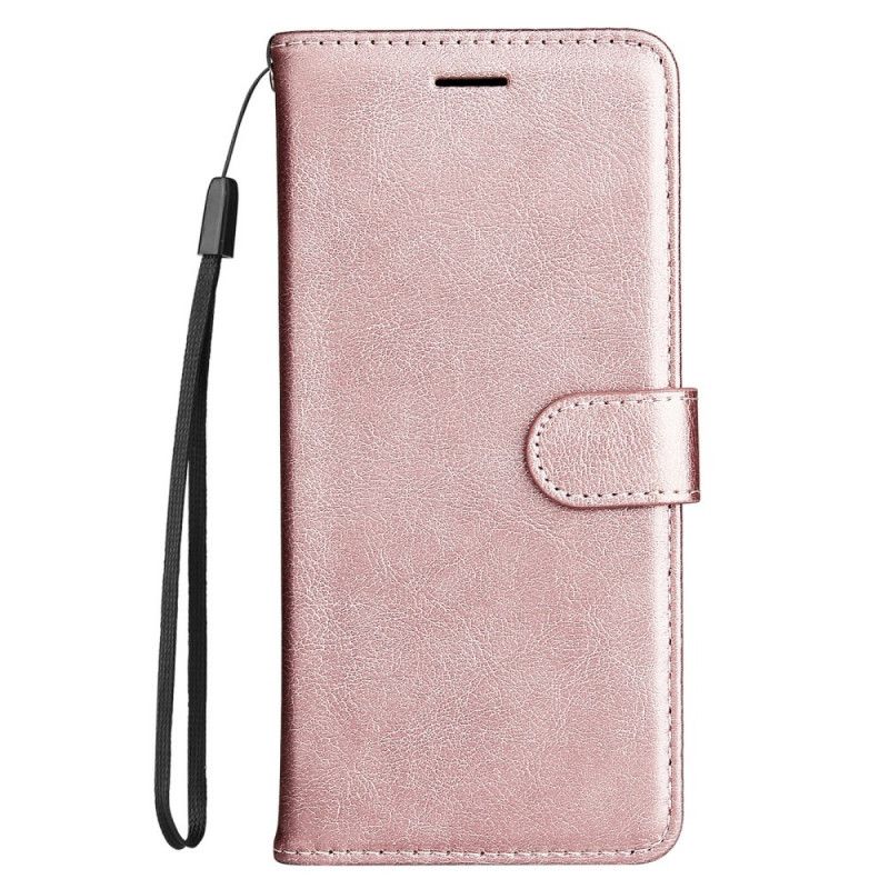 Etui Folio Moto E20 / E30 / E40 Skórzany Pasek Z Efektem Etui Ochronne