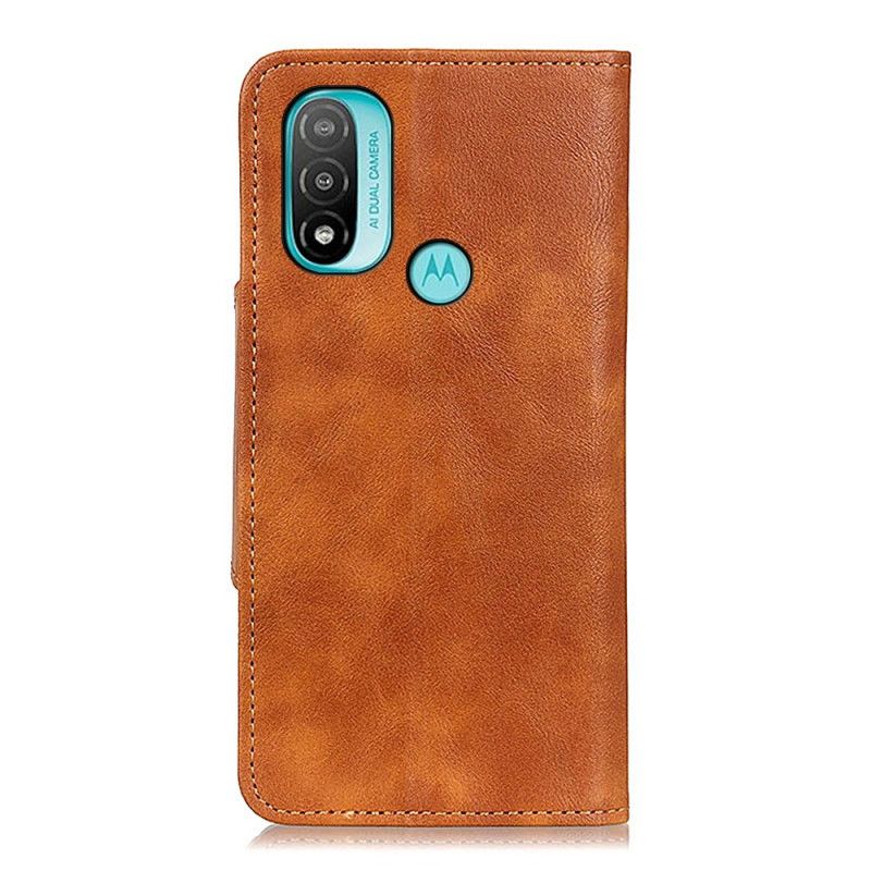 Etui Folio Moto E20 / E30 / E40 Vintage Sztuczna Skóra I Guzik Etui Ochronne