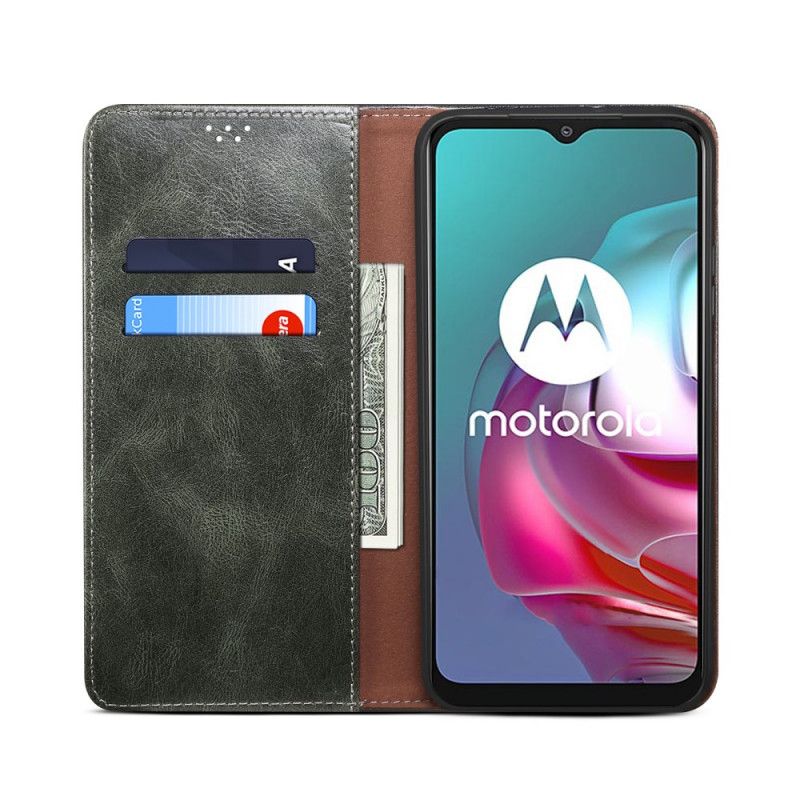 Flip Kotelot Do Moto E20 / E30 / E40 Woskowana Sztuczna Skóra