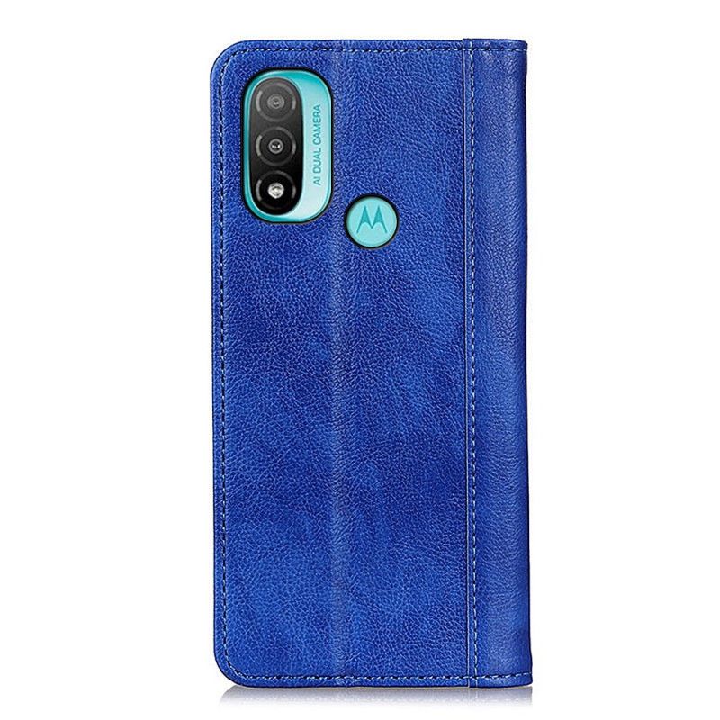 Flip Kotelot Moto E20 / E30 / E40 Elegance Split Liczi Skóra