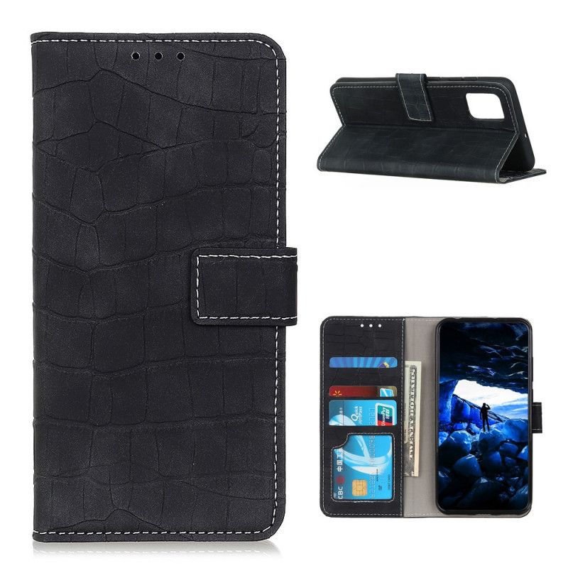 Etui Folio OnePlus 9 Pro Jasnoniebieski Czarny Vintage Styl Skóry Krokodyla