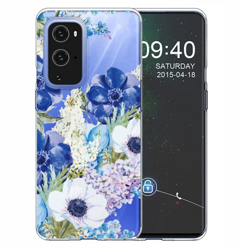 Etui OnePlus 9 Pro Akwarelowe Niebieskie Kwiaty Etui Ochronne