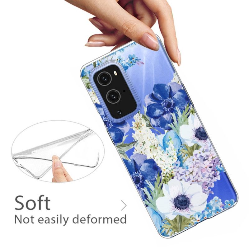 Etui OnePlus 9 Pro Akwarelowe Niebieskie Kwiaty Etui Ochronne