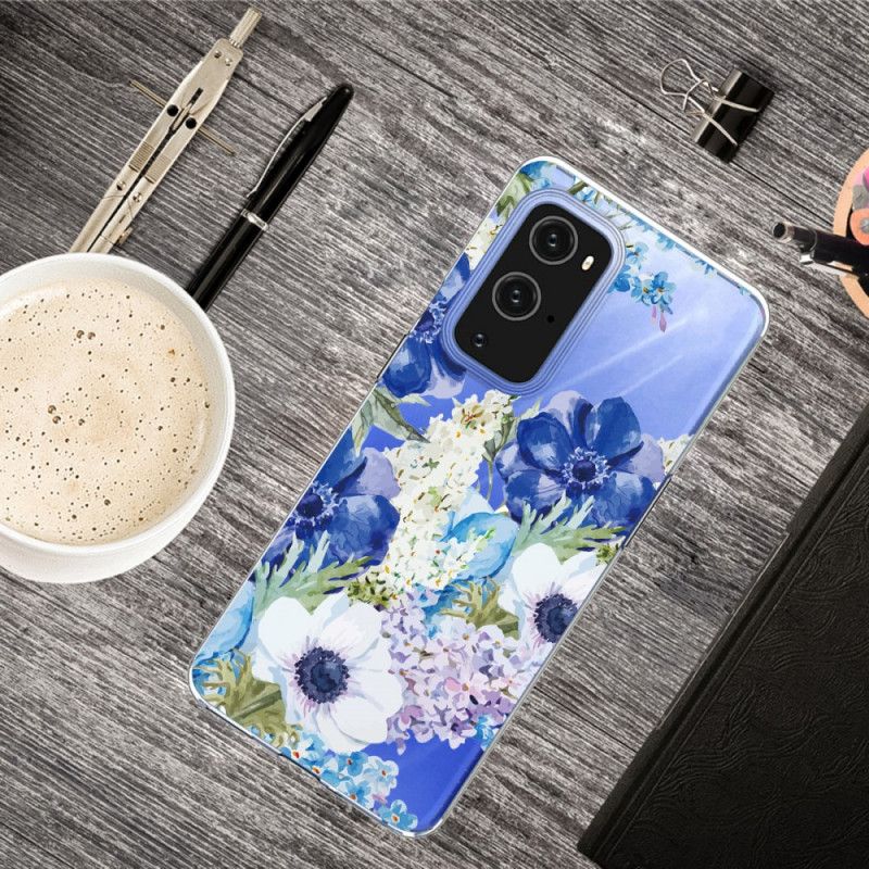 Etui OnePlus 9 Pro Akwarelowe Niebieskie Kwiaty Etui Ochronne