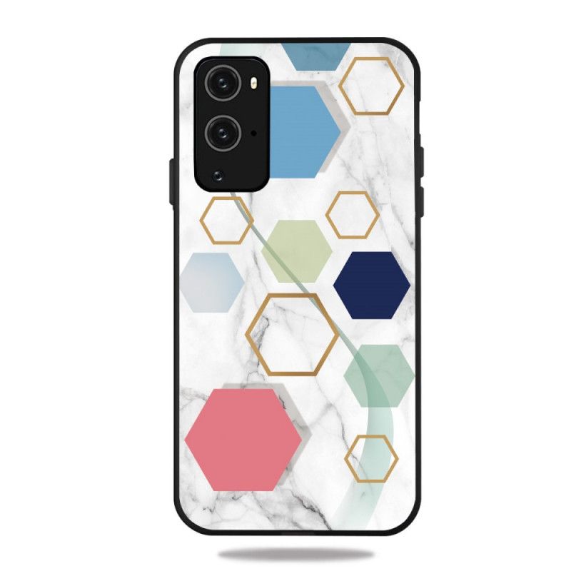 Etui OnePlus 9 Pro Biały Czarny Geometria W Kolorze Marmuru