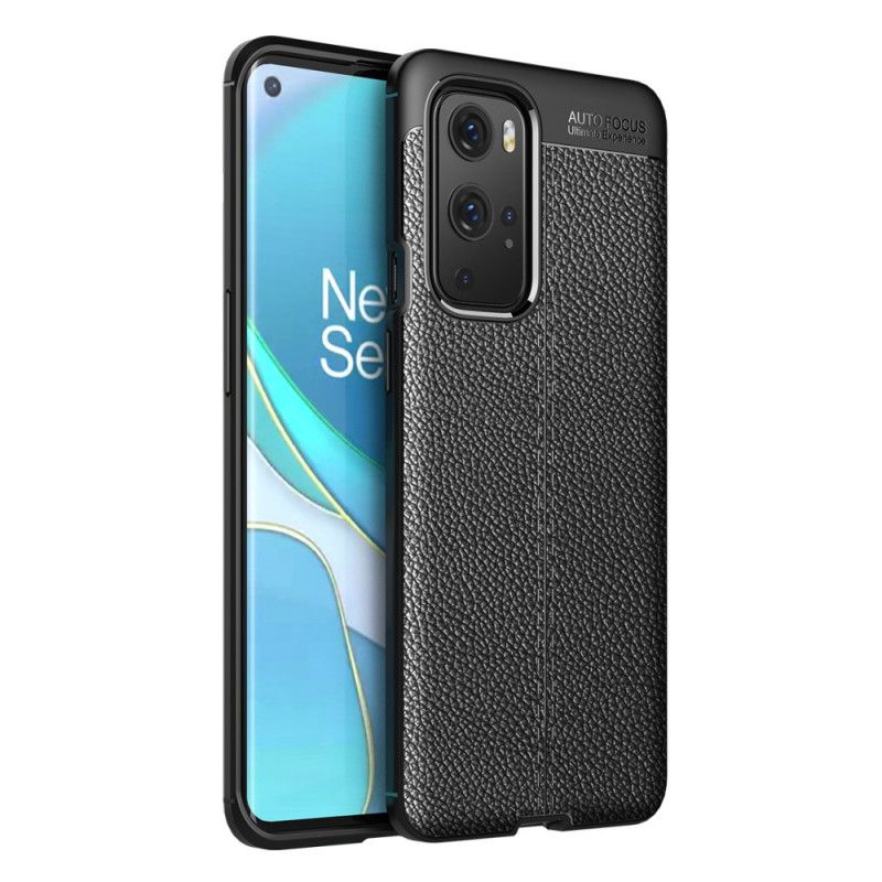 Etui OnePlus 9 Pro Czerwony Czarny Efekt Skóry Z Podwójną Linią Liczi Etui Ochronne