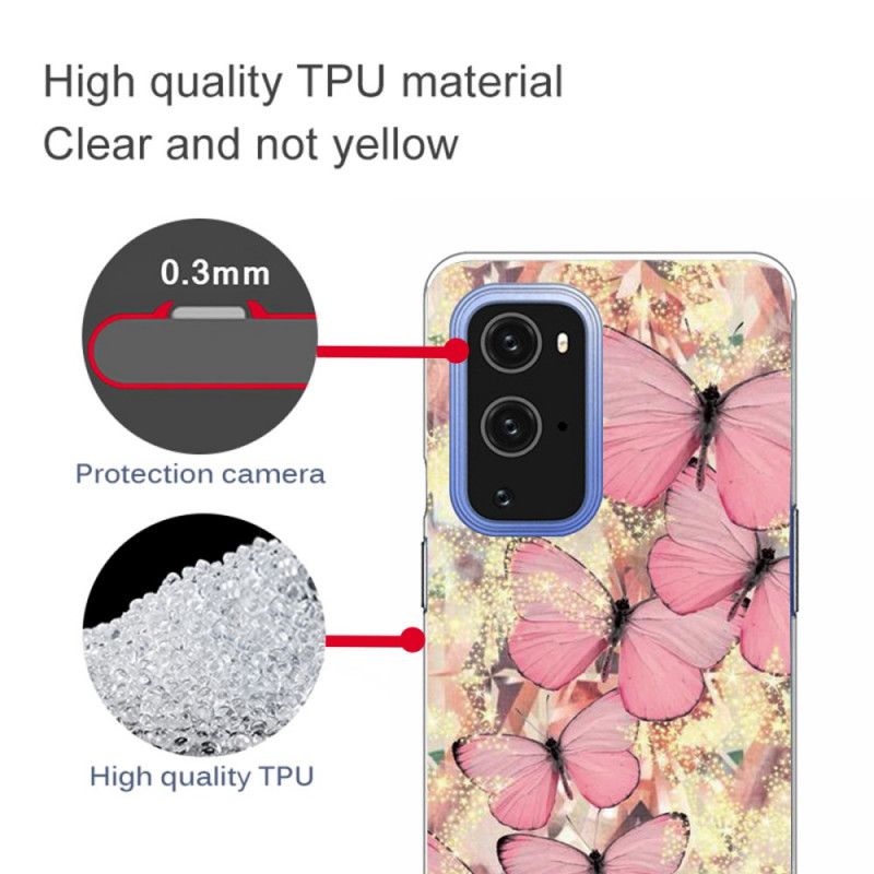 Etui OnePlus 9 Pro Fioletowy Różowy Motyle Motyle