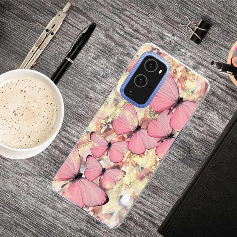 Etui OnePlus 9 Pro Fioletowy Różowy Motyle Motyle