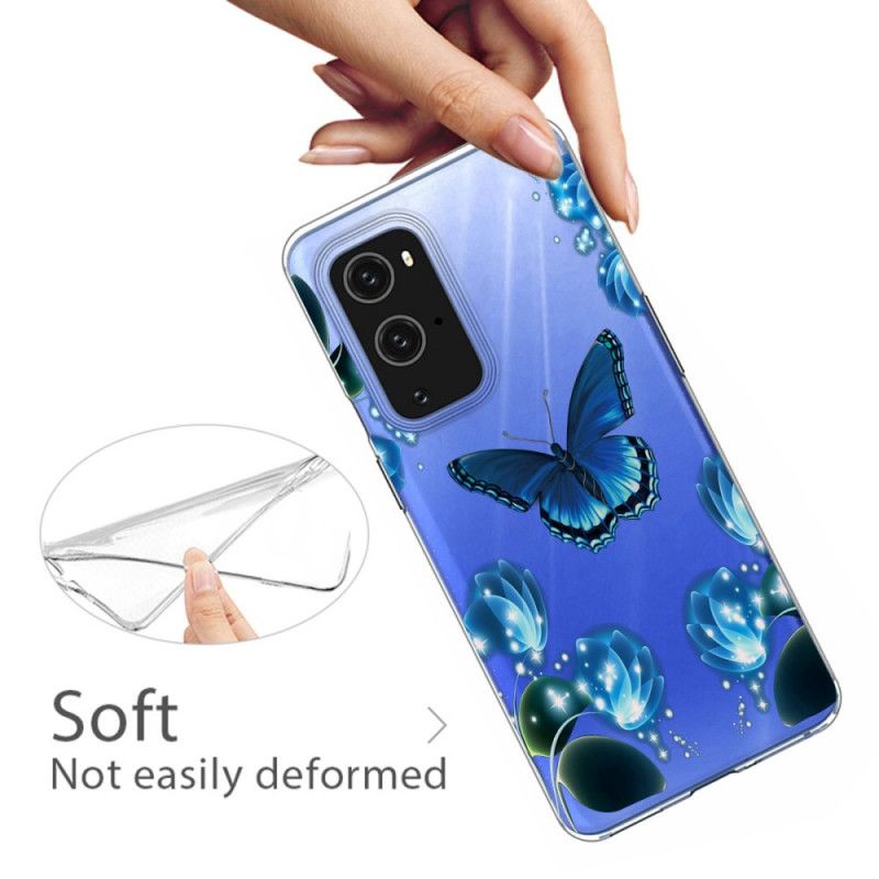 Etui OnePlus 9 Pro Granatowy Ciemnoniebieski Luksusowy Motyl